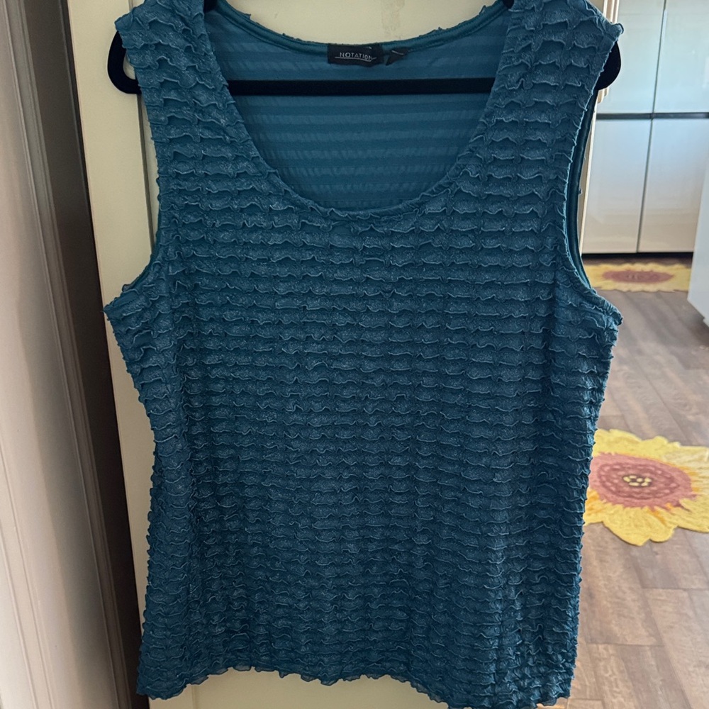 Notations Teal Ripple Textured Sleeveless Tank